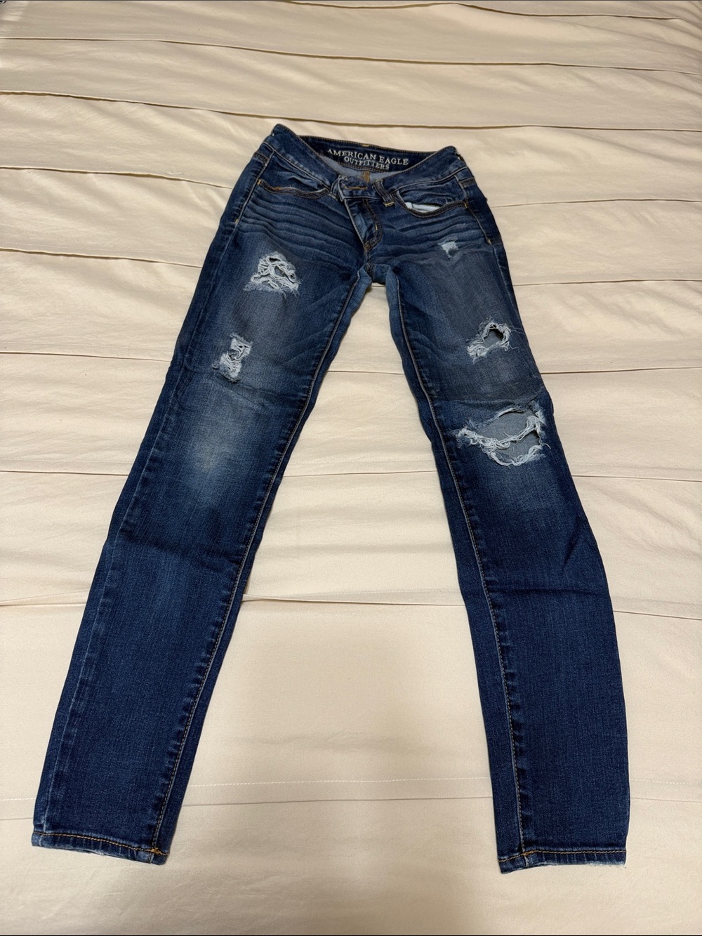 American Eagle Outfitters Dark Blue Ripped Skinny Jeggings